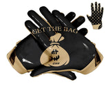 Black $ Bag Custom Football Glove Palm & Upper Hand Design
