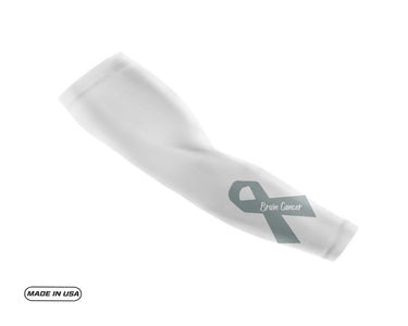 White Brain Cancer Large Ribbon Compression Arm Sleeve