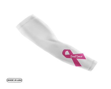 White Breast Cancer Large Ribbon Compression Arm Sleeve
