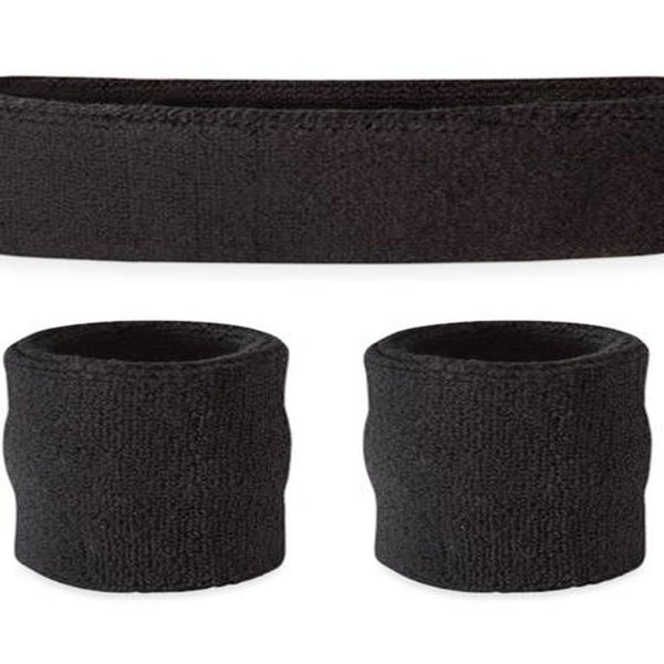Black Wristband and Headband Set – Custom Sports Sleeves