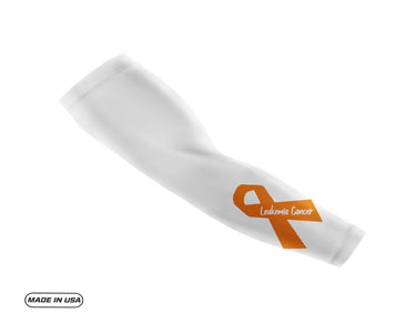 White Leukemia Cancer Large Ribbon Compression Arm Sleeve