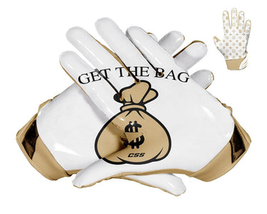 White $ Bag Custom Football Glove Palm & Upper Hand Design