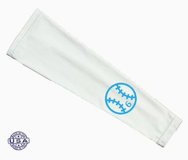 White Custom Baseball Number Arm Sleeve