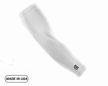 White Baseball Compression Arm Sleeve