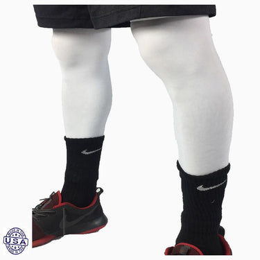 Pair of White Basketball Leg Sleeves