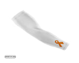 White Leukemia Cancer Small Ribbon Compression Arm Sleeve