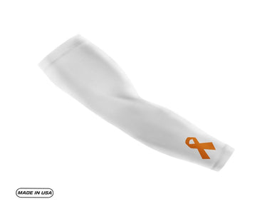 White Leukemia Cancer Small Ribbon Compression Arm Sleeve