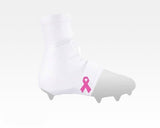 White with Pink Breast Cancer Ribbon Football Spat Cleat Cover